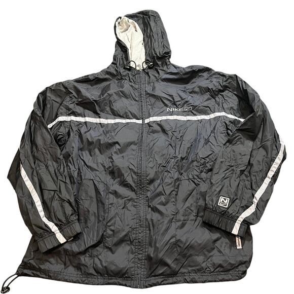 Vintage Nike Spellout‎ Windbreaker Jacket Black Gray Tag Track Mens Size Large